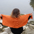 Sideways knitted shawl in garter stitch with tiny stripes "Garter Cloud"