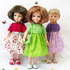 Knit and sew dress pattern for Paola Reina doll and Corolle Les Cheries doll.