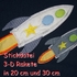 Stickdatei 3-D Rakete in 20 cm und 30 cm