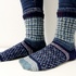 Strickanleitung, Blaue Mustersocken mit JOJO-Ferse