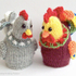 187 Knitting Pattern - Egg cozy Hen and Cockerel Rooster with eggs - Amigurumi - by Zabelina CP