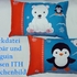 Stickdatei Taschenmotiv + Kissen Eisbär und Pinguin ITH