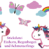 Einhorn und Schmetterling unterm Regenbogen Stickdatei