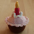 Crochet pattern for a birthday cake with candle