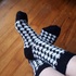 Socken im Zweifarbenmuster gestrickt, Gr. 24-27 und 36-39