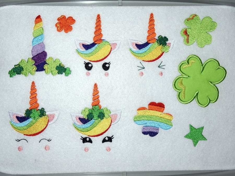 Regenbogen Einhorn Gesichter Stickdatei - Fotos und Abbildungen