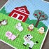 Farm animal frieds applique blaket- horse, sheep, cow, chicken, pig, crochet baby blanket pattern