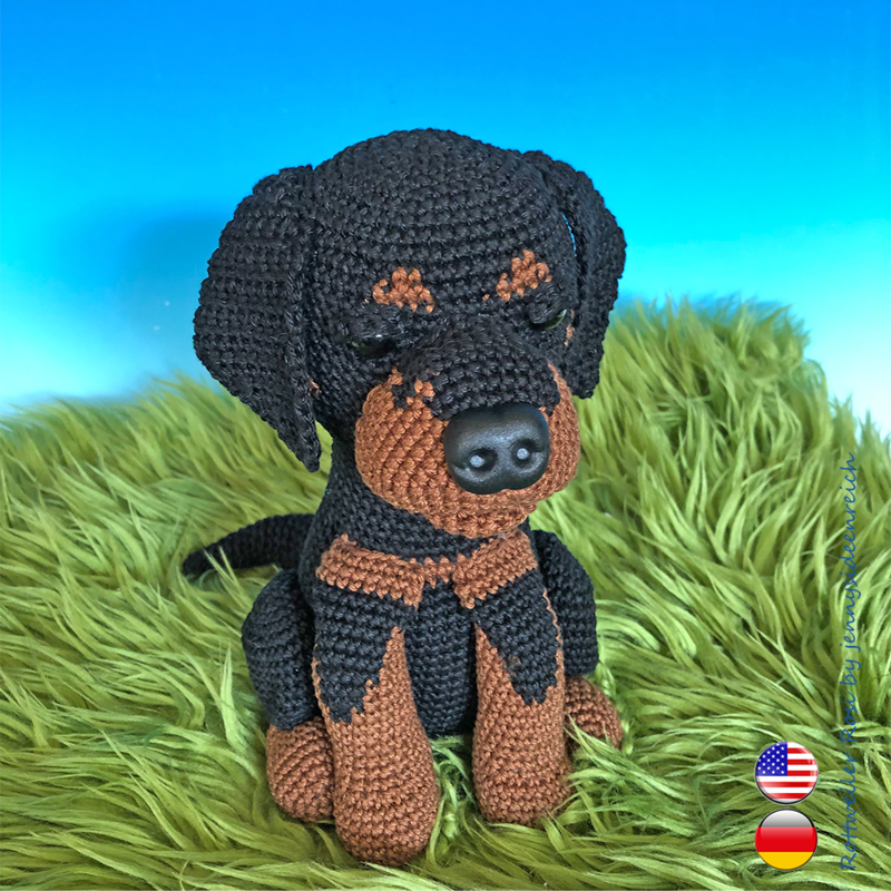 Crochet Pattern Rosi the Rottweiler crochet a sitting dog amigurumi dog