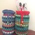 Crochet scrap yarn jar cover pattern