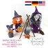 Halloween Witches and Cat, Amigurumi Crochet Pattern with cookingpot