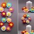 Small flower wreath decoration - easy from scraps of yarn