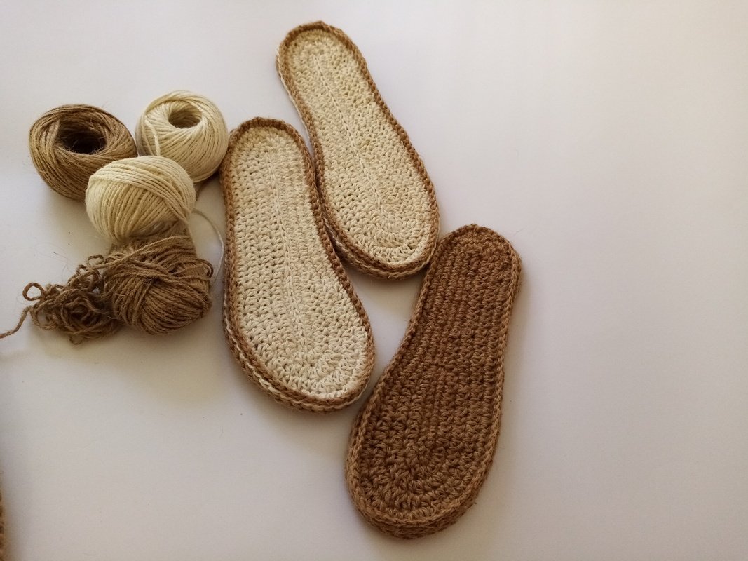 Twine Jute Outsoles. Еspadrilles sole. Crochet pattern Photos and