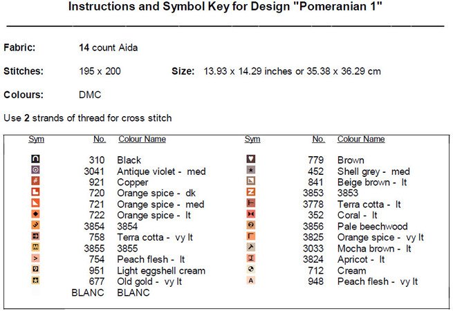 Pomeranian 1 Cross Stitch Pattern Pdf