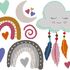 Boho Stickdatei Regenbogen Wolke Mond Herz Cute