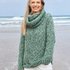 Strickanleitung: Grün-silberner Pulli mit Ajourmuster und Loop