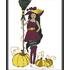 Girl with pumpkins Halloween cross stitch pattern