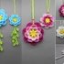 Hanging ornament decor large 3D flower - from scraps of yarn