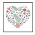 Floral heart cross stitch pattern