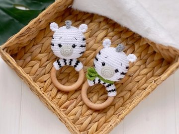 Crochet pattern Baby rattle zebra PDF
