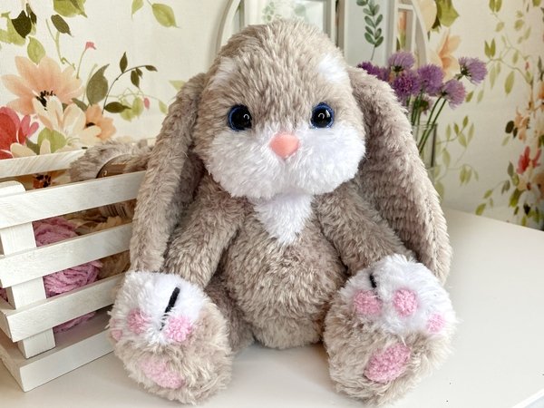 Crochet plush bunny pattern, amigurumi stuffed rabbit