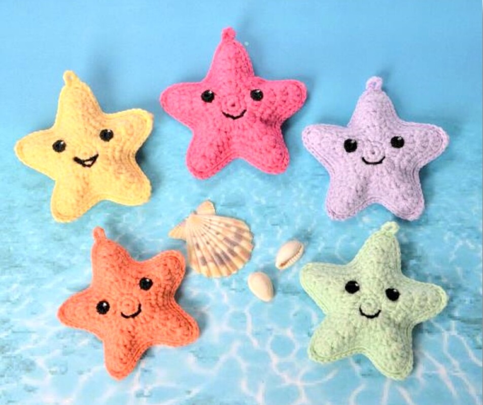 Crocheted Starfish. Amigurumi soft toy. Crochet pattern Photos and