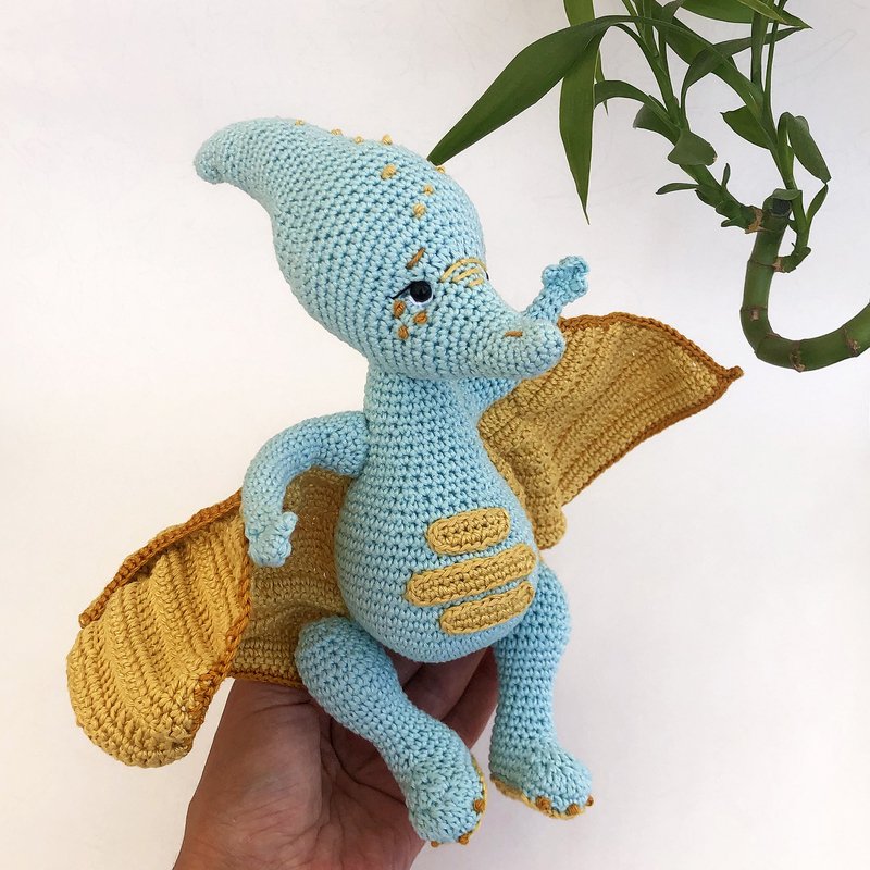 Dinosaur Crochet Pattern, Pterodactyl Amigurumi, Cute Dino Pteranodon