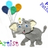 Elephant & Balloons Crochet Applique