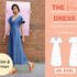 Sewing pattern dress in midi length with sleeves and zipper, XS-XXXL, easy