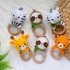 SET of 4 crochet patterns rattles: sloth, zebra, giraffe, tiger