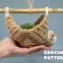 Hanging sloth plant holder, wall jute hanger, easy crochet pattern