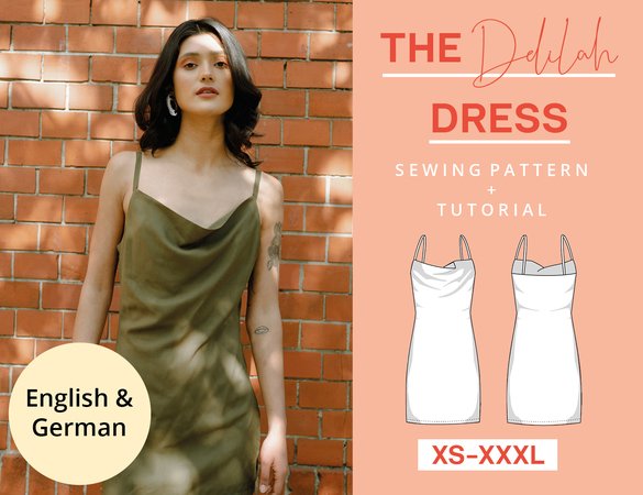 Sewing pattern t-shirt dress women, sizes XS-XXXL, easy with video