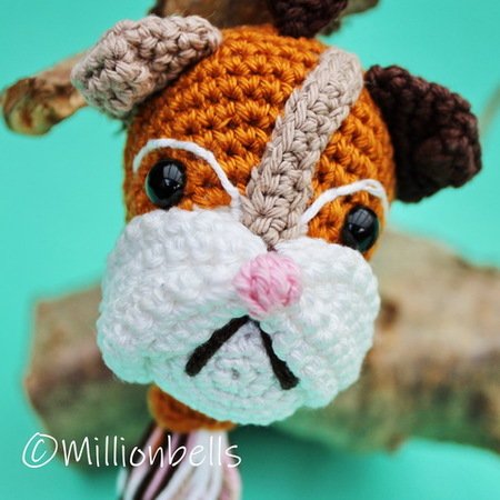 Cute crochet corgi charm for your rear view mirror