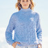 Hellblauer Pulli mit Ajourmuster und Rippenpasse