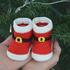 Christmas crochet pattern red baby booties, newborn Santa Claus shoes