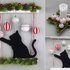 Little chubby Christmas cat - hanging decoration for doors & walls