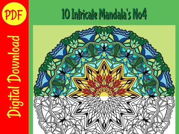 Volume 4 Mandala Coloring Book for Adults Instant Download PDF 30 Pages to  Print and Color 