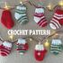 Christmas tree garland crochet pattern, baby socks mittens mantel decor