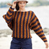 Pulli mit Jacquardmuster in Cognac-Braun und Dunkelblau