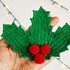 Holly Berry Decor Crochet Pattern - Christmas Applique