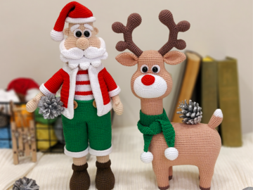 SET 2 Amigurumi Christmas toys : Rudolph and Santa