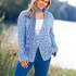 Hellblaue Jacke mit Ajourmuster und Rippen