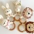 Crochet baby rattle pattern amigurumi set of 3: bunny, lion, llama rainbow