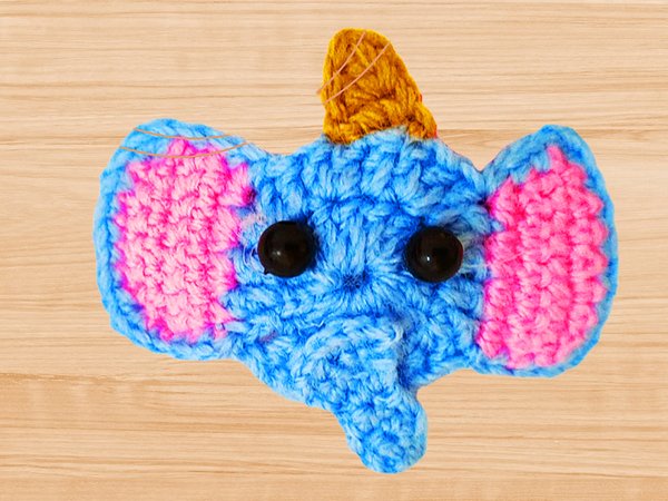 A crochet elephant hair clip PDF pattern