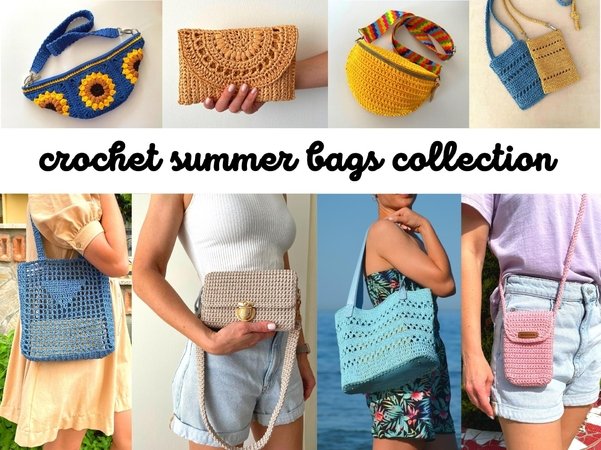 Crochet crochet clutch bag pattern, raffia straw purse
