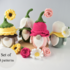 Crochet gnomes Bundle- 4 flower gnomes- Rose, Snowdrop, Sunflower and Daisy