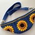 Sunflower sling bag crochet pattern, granny square crossbody purse bag7