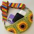 Crochet fanny pack pattern, sunflower sling bag, granny square crochet bag7