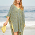 Poncho mit zweifarbigem Lochmuster in Gelb und Blau