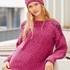 Musterpulli mit Mütze in Magenta und Pink