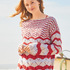 Pullover mit Ajourmuster in Rot und Silbergrau